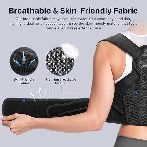 Fit Geno Posture Corrector for Women & Men: Adjustable Lightweight Upper Back Brace for Neck Shoulder & Upper Back Pain Relief - Improve Posture Correct Hunchback Slouching Invisible Under Clothes (XS/S Under Bust 30"-43") thumbnail 6