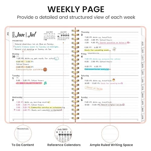 Academic Planner 2025-2026 For Women & Men, Monthly and Weekly Calendar Planner, Jul 2025 - Jun 2026, A5 (6.3" x 8.5"), Teacher Student Planning Book with Tabs, Ideal for Office School Supplies - Pink - (6.3"x8.5") A5 - A-Pink thumbnail 5