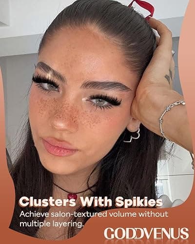 Goddvenus Manga Lash Clusters With Spikes Wispy Cluster Eyelash Extensions Fluffy Anime Eyelashes Clusters Reusable Faux Mink Fairy Individual Lash Extension (D Curve 12-18mm 204 pieces) thumbnail 2