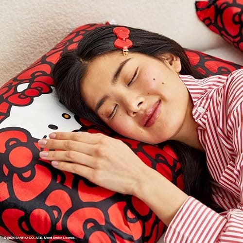 Hello Kitty x Kitsch Creaseless Hair Styling Pins - No Crease Clips for Makeup & Hairstyling | Pin Curl Hair Pins, 2pc Set - Red Kitty Bow thumbnail 5