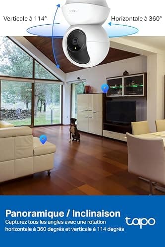 Tapo C210 Caméra WiFi Intérieure 2K 3MP, Rotation 360°, Détection de Personne&Pleurs de Bébé, Vision Nocturne, Audio Bidirectionnel, Stockage Cloud&microSD 512 Go, Alexa et Google Assistant thumbnail 3