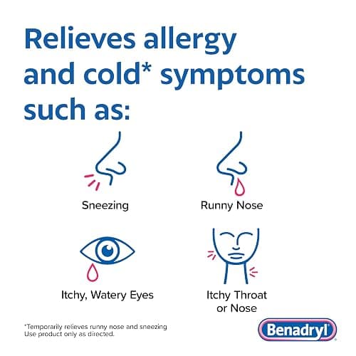 Benadryl Ultratabs Allergy Medicine, 25 mg Diphenhydramine HCl Antihistamine Tablets For Cold & Allergy Relief of Symptoms Like Sneezing, Runny Nose, Itchy Eyes & Throat, Hay Fever, 100 Count Tablets thumbnail 4