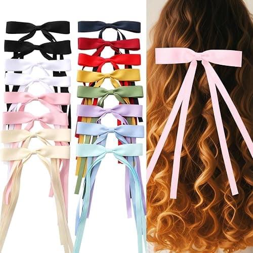 WORTL 16 PCS Hair Bows for Women,Hair Ribbon Hair Bows With Long Tail,Hair Bow Clips Hair Barrettes for Women Accessories thumbnail 7