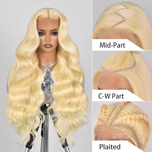 ShengCai 613 13x6 Lace Front Wig Human Hair 200 Density 613 Lace Front Wig Human Hair Body Wave Blonde HD Lace Front Wigs Pre Plucked 30 Inch thumbnail 2
