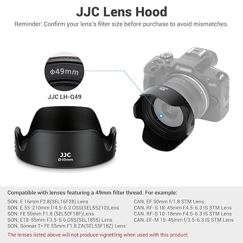 JJC 49mm Tulip Flower Lens Hood Accessories for Canon EOS R100 R50 R10 with RF-S 18-45mm Kit Lens, M50 II M6 II M200 M100 with EF-M 15-45mm Kit Lens, Reversible Design, Support 49mm Filter/Lens Cap thumbnail 2