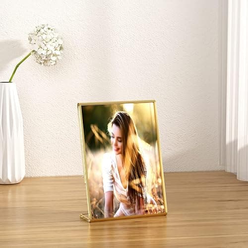 NIUBEE 6 Pack 4 x 6 Acrylic Gold Frame, Slanted Back Table Sign Holder for Wedding Table Numbers, Restaurant Signs | Slant Back, Gold Trim, Display Table Numbers, Photos Signable, For Wedding, Party, Event, Restaurant thumbnail 7