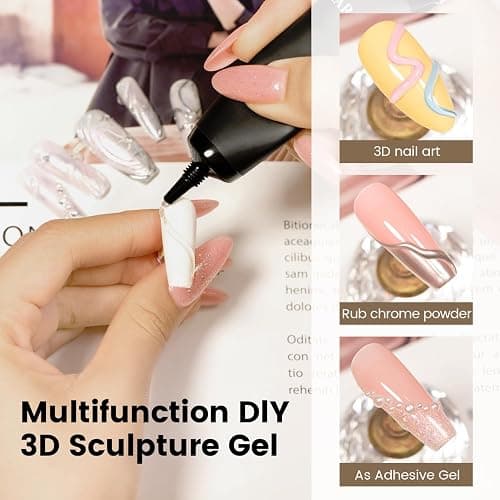 RARJSM 3D Sculpting Gel for Nail Art Designs DIY NailCharms Rhinestone Glue 3D Nail Craving GelPolish Clear Painting Drawing Sculpture Gel UV LED Curing Requires NailDecoration Manicure Design thumbnail 5