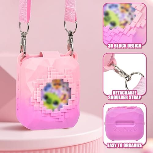 Againmore Silicone Cover Case Compatible with Bitzee Magicals Interactive Toy Digital Pet, Protective Sleeve Skin with Shoulder Strap for Virtual Electronic Pets & Accessories (Bag Only) - Pink thumbnail 4