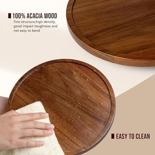 ANBOXIT Lazy Susan Organizer for Table, 10 Inch Wooden Lazy Susan Turntable for Cabinet, Acacia Wood Turntable Kitchen Spice Rack (1 Pack) thumbnail 4
