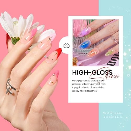 beetles Gel Polish Set, 23pcs Rainbow Gel Nail Polish Pink Orange Green Red Glitter Color with Base Glossy and Matte Top Coat Manicure Kit Shoujo Manga Soak Off Uv Led Gifts for Women thumbnail 4