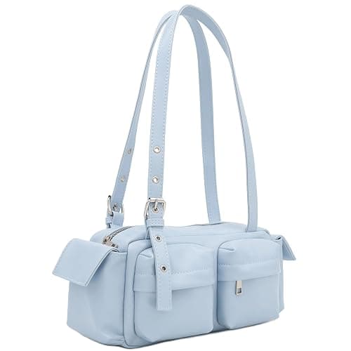 FashionPuzzle Women's Glossy PU Leather Multi Pocket Shoulder Bag | Glossy Faux Leather - Image 1