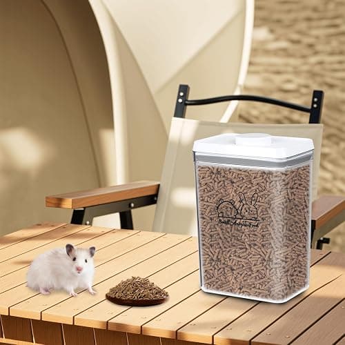 Pet Treat Storage Container,Clear Airtight Food Container One Button Opening Food Containers,with Handled Lid and Measuring Spoon Clear,for Storage Hamster Sand,Rabbit Food,Rabbit Nuggets Etc thumbnail 6