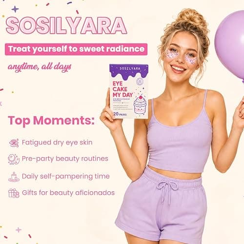 SOSILYARA EYE CAKE MY DAY 20Pcs Under Eye Patches, Birthday Gift for Women | Cake‑Scented,Hydrating & Smoothing, Hyaluronic Acid & Antioxidants thumbnail 4