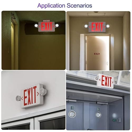 CM MZY LED Exit Sign with Emergency Lights,Exit Sign Light with Battery Backup, Red Letter Emergency Lights with Two Adjustable Heads,AC 120V/277V, UL Certified,1 Pack thumbnail 6