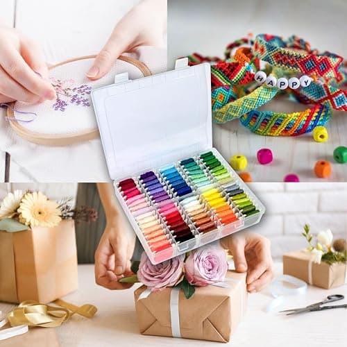 Friendship Bracelet String Kit String Bracelet Making Kit with 80 Skeins Embroidery Floss Cross Stitch Thread with Storage Box thumbnail 6
