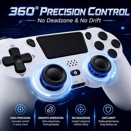 BJXOZ Wireless Controller for PS4 Controller, with USB-C Port | Dual Vibration, Speaker, Six-axis Gyroscope Sensor, Touchpad, 3.5mm Audio jack, Compatible with PS4/Slim/Pro/PC thumbnail 5