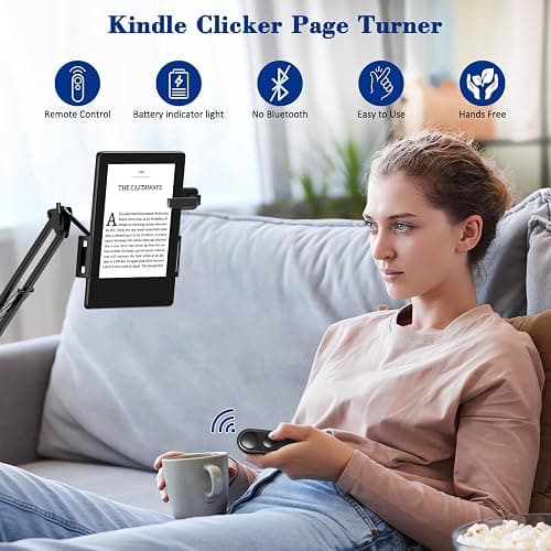 Smanu RF Remote Control Page Turner for Kindle Paperwhite Oasis Scribe Kobo,Clicker Page Turner Kindle Accessories for iPhone,iPad, Android Tablets Reading Novels,Camera Video Record&Shutter Selfie thumbnail 2