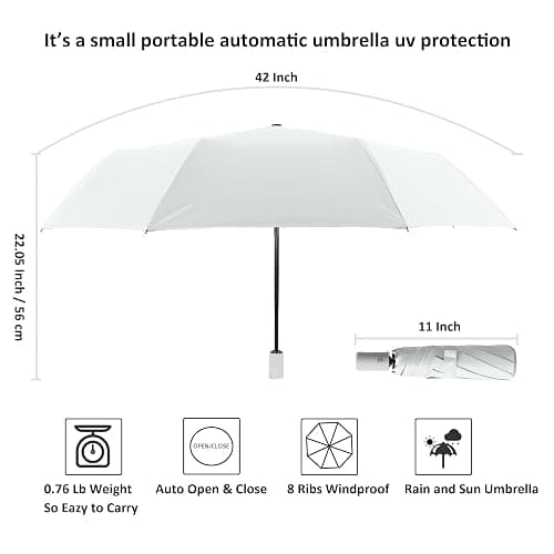 BAODINI Small UV Protection Travel Umbrella Compact for Rain and Sun UPF 50+ Windproof Portable 42 inch Umbrella for Women and Men thumbnail 5