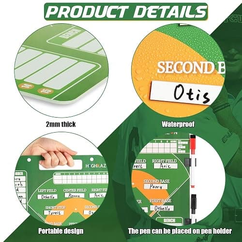 HIGHRAZON Magnetic Baseball Coach Clipboard, Dry Erase Coach Lineup Board, Premium Tactical Baseball Coaching Board with 40 Lineup Cards and Marker, Dugout Display Softball Coaching Accessories thumbnail 3