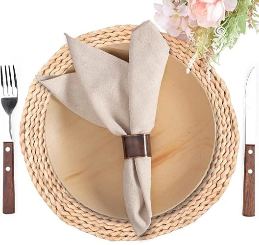 HOMIDATE Cloth Napkins Set of 12, 18x18 inch Flax Linen Cotton Dinner Napkins with Mitered Corners, 1" Fold, Machine Washable, Natural Fabric for Weddings, Cocktails, Table Dinner napkins,Everyday Use - Natural - 18" x 18" (Set of 1) thumbnail 9