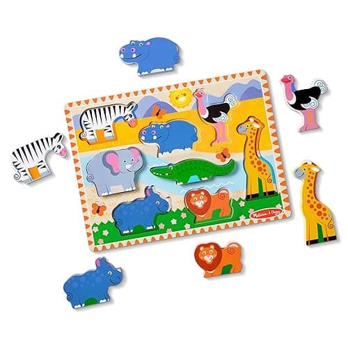Melissa & Doug Safari Wooden Chunky Puzzle (8 pcs), Educational Screen Free Activity for Toddler, Preschoolers and Kids Ages 2+ - FSC Certified thumbnail 5