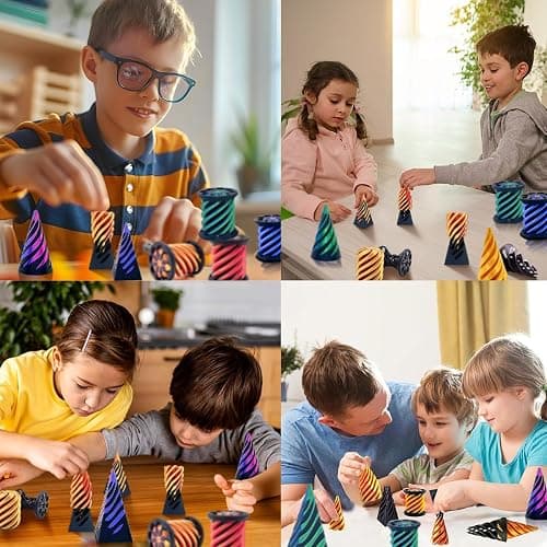 Impossible Cone (3PCS), 3D Printed Spiral Cone Fidget Toy, Impossible Pyramid Passthrough Sculpture, Mini Stress Relief Desktop Decorations Toy for Kids Adult Gift (Laser Purple Blue) thumbnail 6