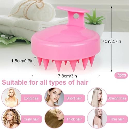 Oligei Scalp Massager 3 Pack, Scalp Scrubber, Scalp Brush Shampoo Brush, Hair Massager Scalp for Scalp Exfoliator, Soft Silicone Scalp Massager Hair Growth for Dandruff Removal thumbnail 2