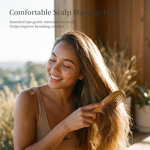 Onedor Handmade 100% Natural Green Sandalwood Hair Combs - Anti-Static Sandalwood Scent Natural Hair Detangler Wooden Comb (Wide Tooth),1 Count (Pack of 1) | 100% natural green sandalwood, handmade, anti-static, 8 in, 2.12 oz, for curly thick long hair, 1 count thumbnail 2