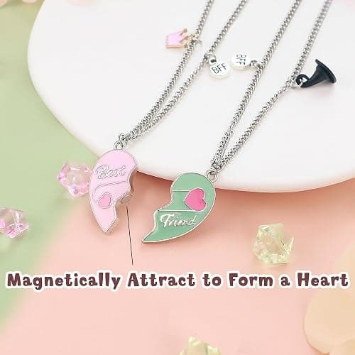 PEALICIOUS Best Friend Necklaces for Women, Bffs Necklace for 2 as Girls Wickedly Gifts Friendship Matching Necklace with Magnetic Heart, Silver Stainless Steels Necklace as Bestie Sister Witch Merch thumbnail 5