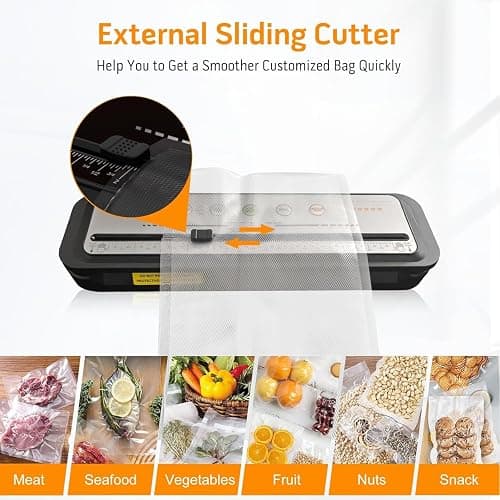 MEGAWISE 2025 Powerful Vacuum Sealer Machine | Compact Design | One-Touch Automatic | Seal in 10-20 Seconds | Dry, Moist, Wet, and Cold Modes | With 10 Vacuum Bags & Built-in Cutter (Grey) thumbnail 5