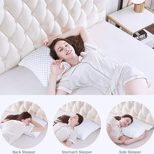OSBED Shredded Memory Foam Pillows King Size, Cooling Bed Pillows for Side, Back, Stomach Sleepers, Adjustable Loft, Hot Sleepers (20"x36") - King (Pack of 2) thumbnail 6