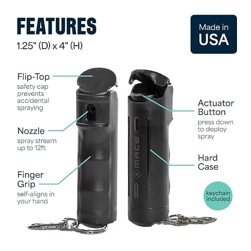 Mace Pepper Spray - Maximum Police Strength OC with UV Dye, Fast Flip Top, Ergonomic Finger Grip, Easy Carry Keychain, 12 Feet Range, 0.42 oz Compact Model, Self Defense Pepper Spray for Women & Men thumbnail 7