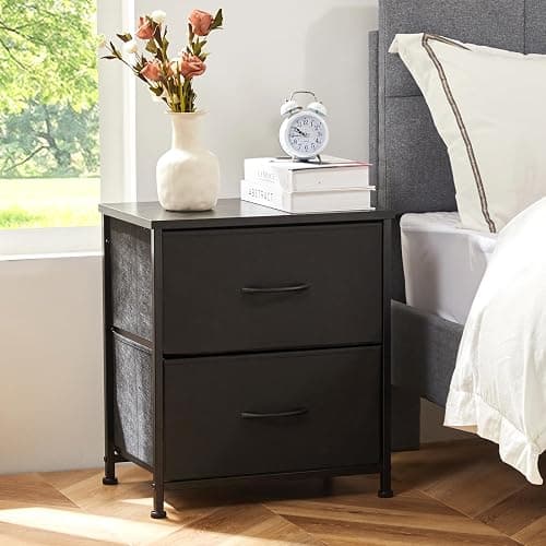 Sweetcrispy Nightstand Set of 2 with 2 Storage Drawers, 20" Height Small Bed Side Furniture End Table, Wooden Top Fabric Cabinet Kids Mini Dresser for Bedroom, Closet, Entryway, College Dorm thumbnail 2