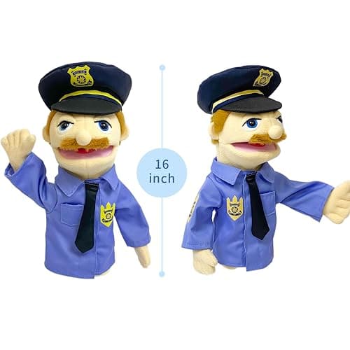 okegztoa 16"Puppets Entriloquist Puppet,Hand Puppets for Kids Plush Policeman Puppets for Adults with Removable Mouth Puppe t for Kids Ages 4-8，Hand Puppet for Adults with Scalable Pupp et Control Rod thumbnail 4