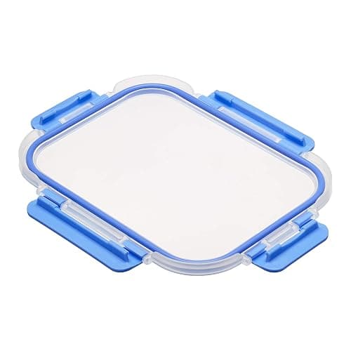 Amazon Basics Glass Food Storage Containers, Leak Proof, Oven Safe, Easy to Clean, Stain Resistant, Set of 7, 14 Pieces Including Lids, BPA-Free, Clear with Blue Silicone Ring thumbnail 4