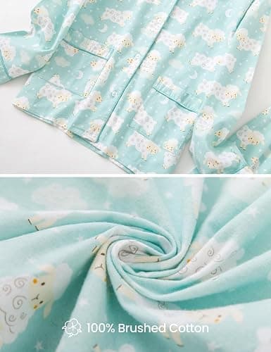 CHUNG Women Flannel Pajamas Set Brushed Cotton Button Tops Pants S-XL Sleepwear Loungewear Cozy Warm Winter thumbnail 6