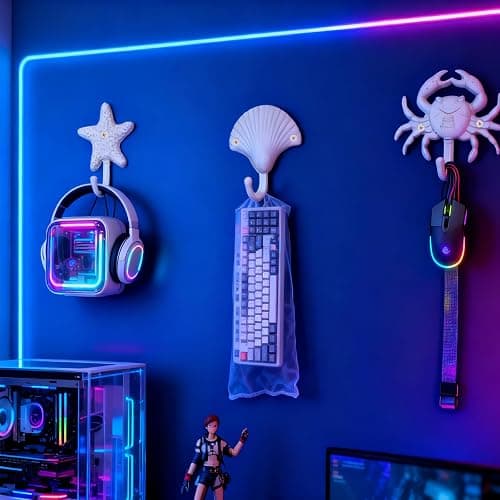 LB-LAIBA Crab Shell Starfish Coat Hooks, Beach Marine Style Wall Hooks Coat Hooks for Towel, Key, Robe, Coats, Scarf, Bag, Cap, Coffee Cup, Mugs Nautical Coat Hook Ocean Décor 3 Pieces thumbnail 2