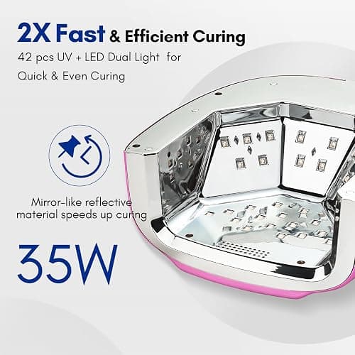 Makartt UV LED Nail Lamp with Handle for Gel Polish – Fast Curing UV Light Nail Dryer with 42 Beads 4 Timers Cordless Rechargeable Design LCD Touchscreen & Smart Sensor(Gradient Pink) thumbnail 3