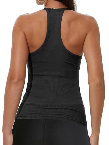 iGENJUN Workout Tops for Women Racerback Basic Tank Summer 2025 Camisole V Neck Slim Fit Ribbed Sleeveless thumbnail 4