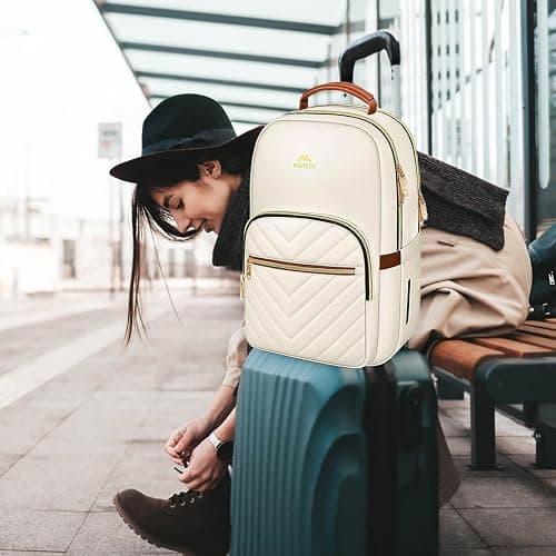 MATEIN Backpack for High School Girls, Large Capacity 17 Inch Laptop Backpack with Multiple Pockets, Water Resistant College Work Bag, Lightweight Daypack for Travel, Beige thumbnail 3