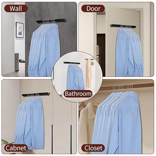 4 Pack Space Saving Hangers for Clothes, Foldable Metal Hangers, Collapsible Clothes Space Savers for Wall, Door, Closet Organizers and Storage, Small Space and Dorm Room Essentials, No Rod thumbnail 7