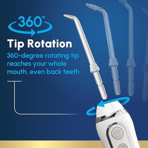 Waterpik Cordless Advanced 2.0 Water Flosser For Teeth, Gums, Braces, Dental Care With Travel Bag and 4 Tips, ADA Accepted, Rechargeable, Portable, and Waterproof, White WP-580, Packaging May Vary thumbnail 6
