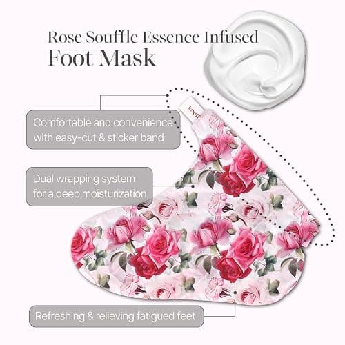 PETITFEE Rose Petal Satin Foot Mask (5pairs) - Intensive Nourishing Socks, Rose Scented Foot Repair Masks with Peptide, Collagen, Shea Butter, Urea for Silky Smooth Feet, Foot Treatment, Body Mask thumbnail 5