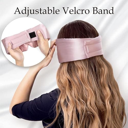 Zenssia 100% Mulberry Silk Sleep Mask Eye Mask for Man and Woman with Adjustable Headband, Full Size Large Sleep Mask & Blindfold for Total Blackout for All Night Sleep, Travel & Nap- Light Plum thumbnail 4