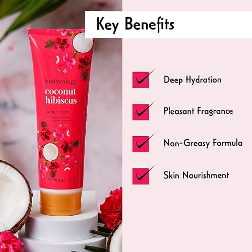 Bodycology Coconut Hibiscus Moisturizing Body Cream for Women, 8 fluid_ounces thumbnail 5