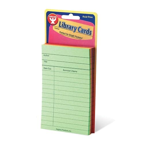 Hygloss Library Checkout Cards for Traditional Book Pockets and Classroom Organization - Vintage Style Bright Colors Due Date Tracking, 3x5 Inch, 50 Pack thumbnail 3