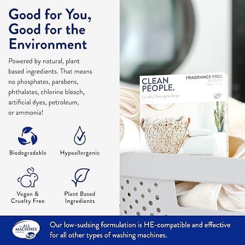 Clean People Ultra Concentrated Laundry Detergent Strips Fresh Scent & Stain Remover Spray- Plant-Based, Eco Friendly Laundry Detergent 96ct & Stain Spray 4oz (2 Pack) thumbnail 2
