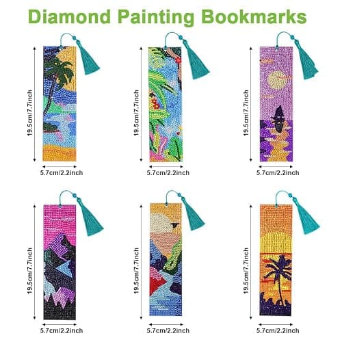 6 Pieces Diamond Art Painting Bookmarks Bohemian Diamond Art Bookmarks for Book Lovers DIY 5D Diamond Bookmark for Home Office School Class Project thumbnail 3