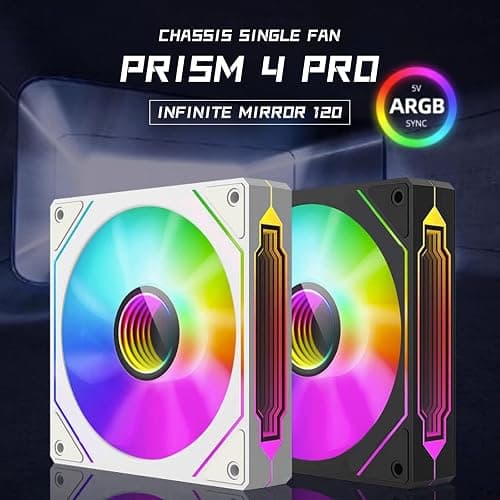 TZMRIT Prism 4 Pro RGB Ventilateur 120 mm Noir 5 V 3 broches Carte mère Synchronable Miroir PWM ARGB PC Boîtier Ventilateur thumbnail 2