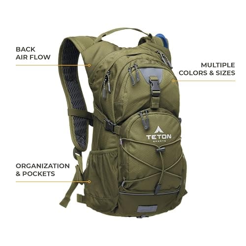 Teton Oasis/Trailrunner Hydration Backpack – Lightweight Water Pack with 2L/3L Bladder for Hiking, Running, Cycling, Biking 18L/22L Sizes – Sewn-in Rain Cover – Fits Men and Women thumbnail 2
